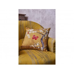 The Chateau by Angel Strawbridge Square Cushion Blossom and Butterfly Ochre